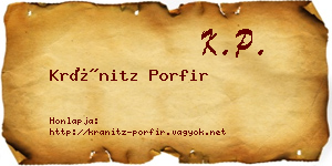 Kránitz Porfir névjegykártya